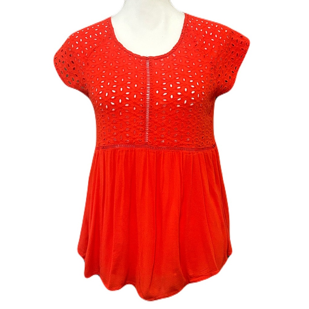 See And Be Seen Red Short Sleeve Top, Size Small